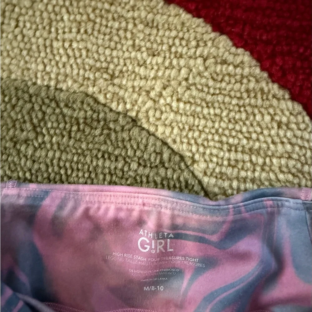 Athleta Girl High Rise Stash Your Treasures Tight Leggings Pink Pattern Medium